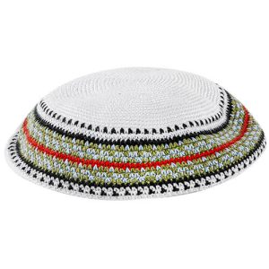 כיפה ד.מ.צ 20 ס"מ רקע כחול עיטורים צבעוניים