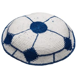 כיפה ד.מ.צ 14 ס"מ כדורגל לבן כחול