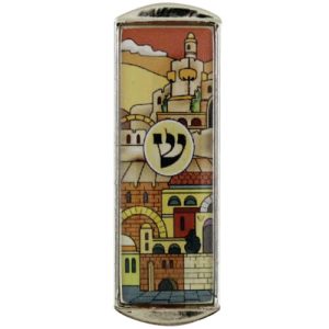 מזוזה אפוקסי לרכב 5 ס"מ "ירושלים" גווני חום