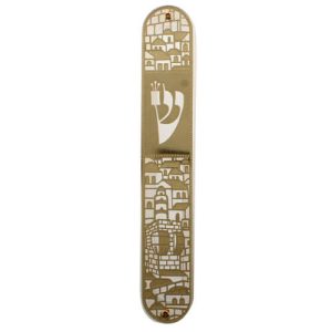 בית מזוזה פרספקס עם פלקטה זהב ירושלים