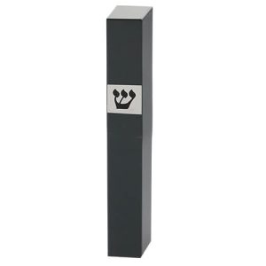מזוזה מעץ אפור עם פלקטה ש 12 ס"מ