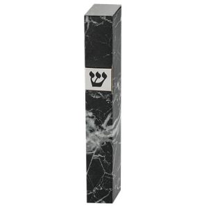 בית מזוזה עץ 12 ס"מ בצבע שיש שחור