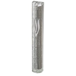 מזוזה פלסטיק שקופה עם נצנצים 20 ס"מ "ירושלים" עם פקק גומי