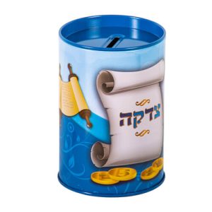 קופת צדקה פח גוון תכלת 11 ס"מ