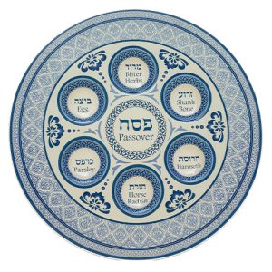 צלחת פסח זכוכית כחול 35 ס"מ