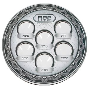 צלחת פסח קרטון עם פלסטיק גווני שחור 38 ס"מ