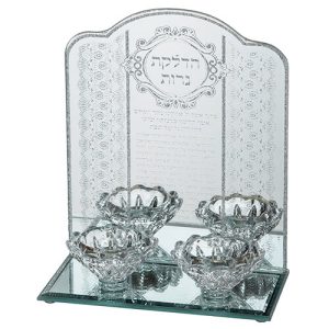 פמוטי זכוכית עם הדלקת נרות "עיטורים" 8*20 ס"מ