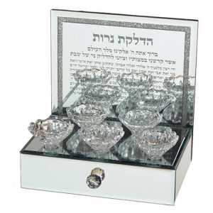 חמשית פמוטי זכוכית עם אבנים "הדלקת נרות" עם מגירה