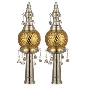 זוג רימונים מהודרים כסף לספר תורה 32 ס"מ