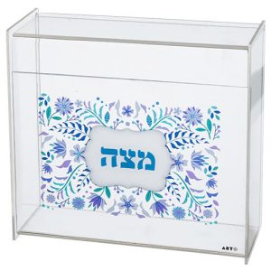 כלי למצה מפרספקס שקוף עם עיטור 21X23 ס"מ