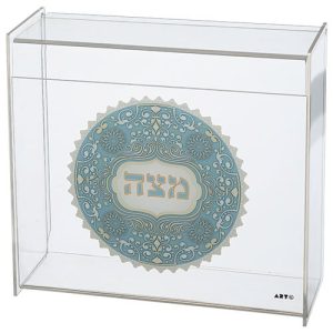 כלי למצה מפרספקס שקוף עם עיטור 21X23 ס"מ
