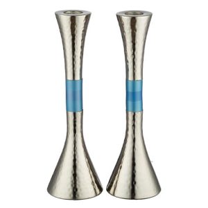 פמוטי אלומניום מרוקע עם שילוב צבעוני 23 ס"מ