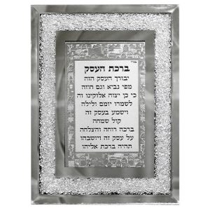 מסגרת זכוכית עם הדגשת אבנים שקופות מסביב "ברכת