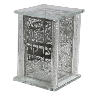 קופת צדקה מהודרת מקריסטל עם פלקטות כסף 13X9 ס"מ